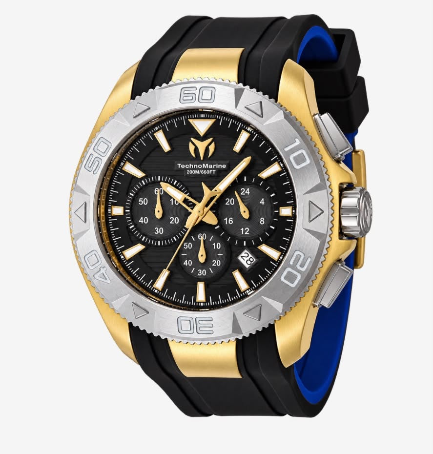 Technomarine Gold watch with black and blue band