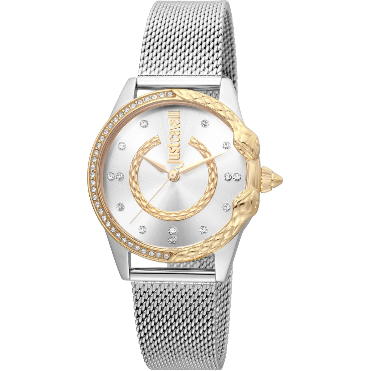 Just Cavalli JC Giro Steel Silver Yellow Gold Serpente Zircons