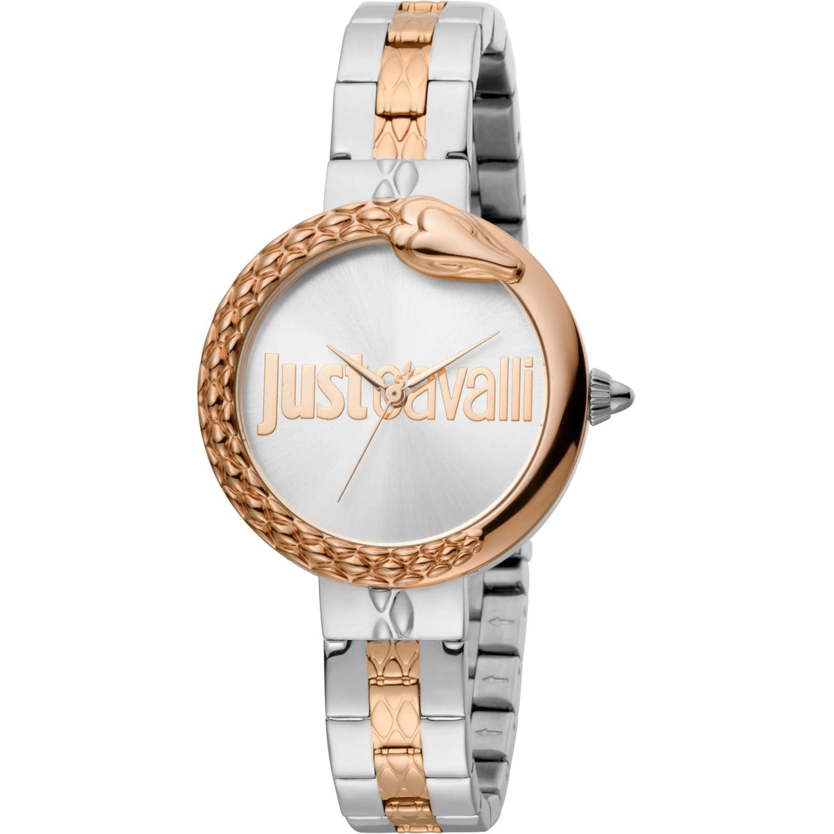 Just Cavalli Steel Silver Rose Gold Logo Serpente