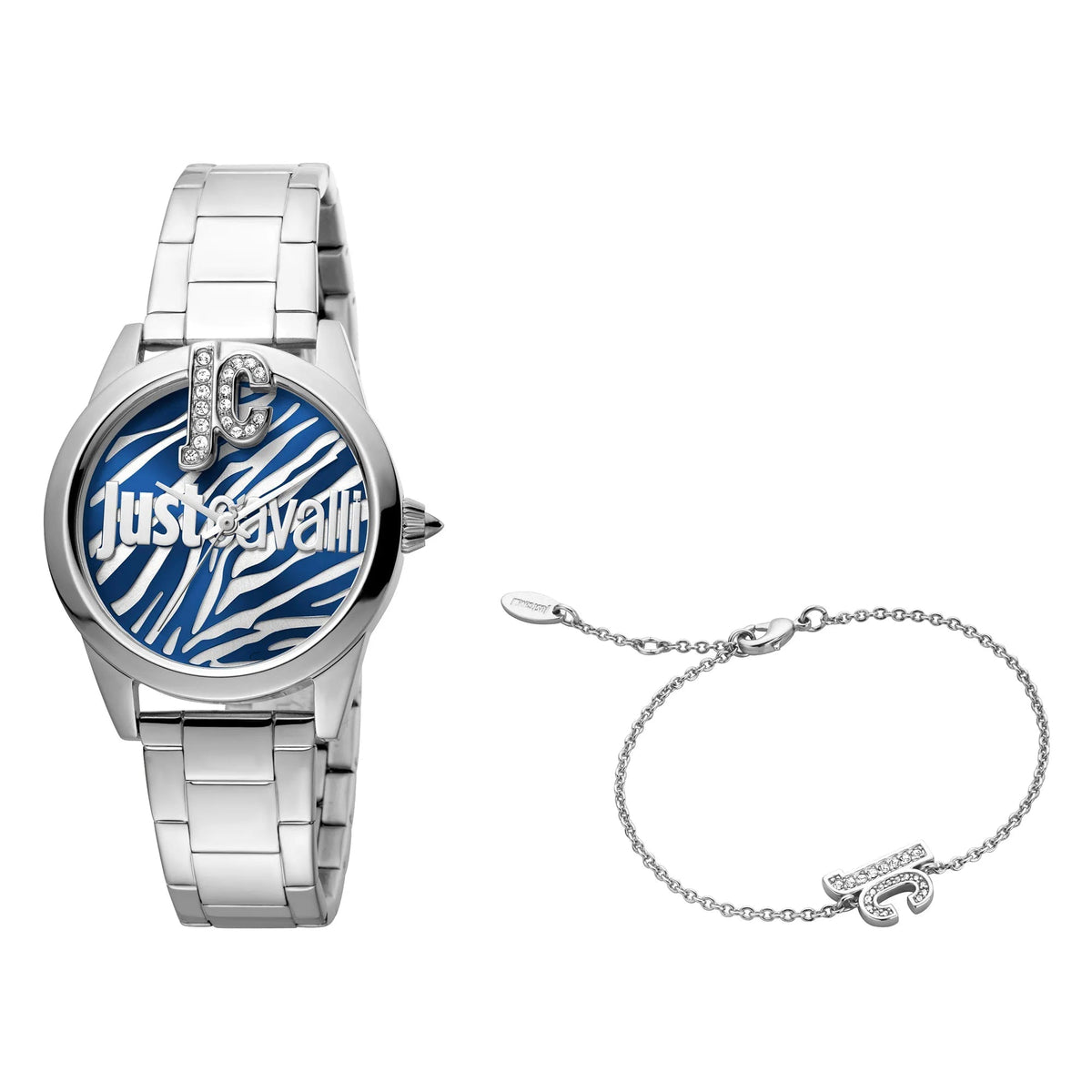 Just Cavalli Logomania SET Steel Blue Zebra Zircons