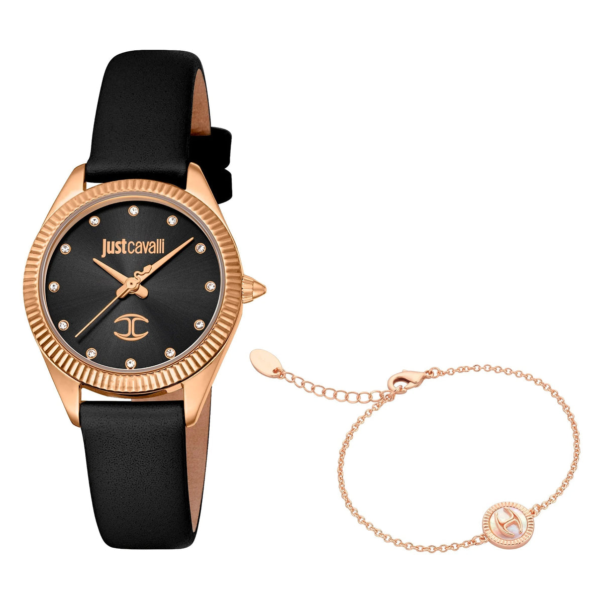 Just Cavalli Pacentro Leather Black Rose Gold