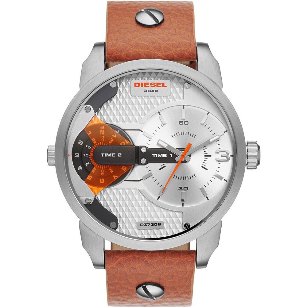 Diesel Dz7309 Men S Mini Daddy Silver Brown Watch