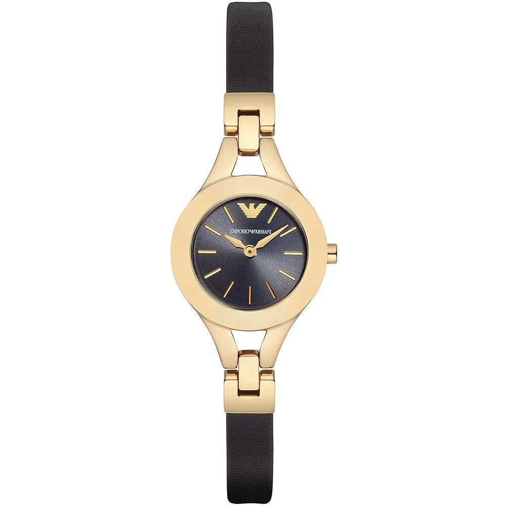 Emporio Armani Ar7405 Ladies Black Dial Gold Watch