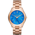 Michael Kors Mk3494 Ladies Slim Runway Rose Gold Dark Blue Watch