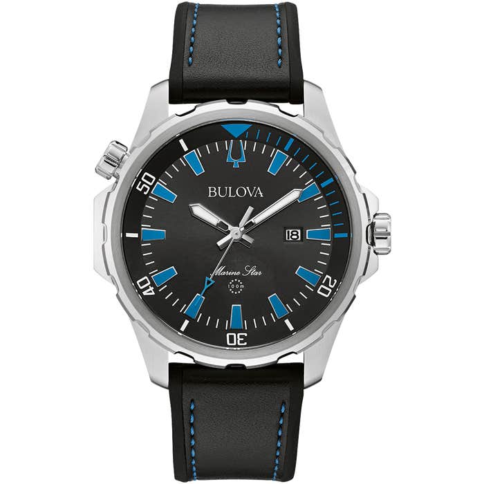 Marine Star Black Leather Watch 96b337