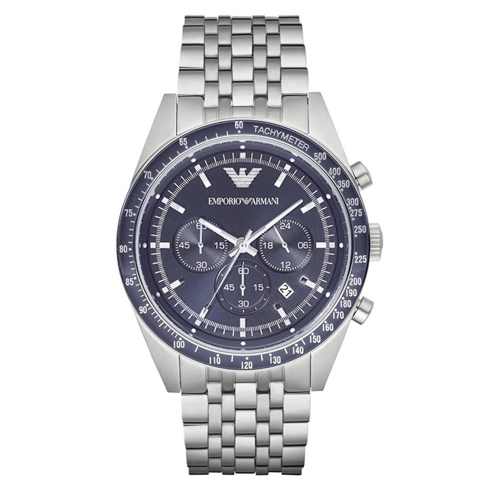 Emporio Armani Ar6072 Men S Blue Silver Watch