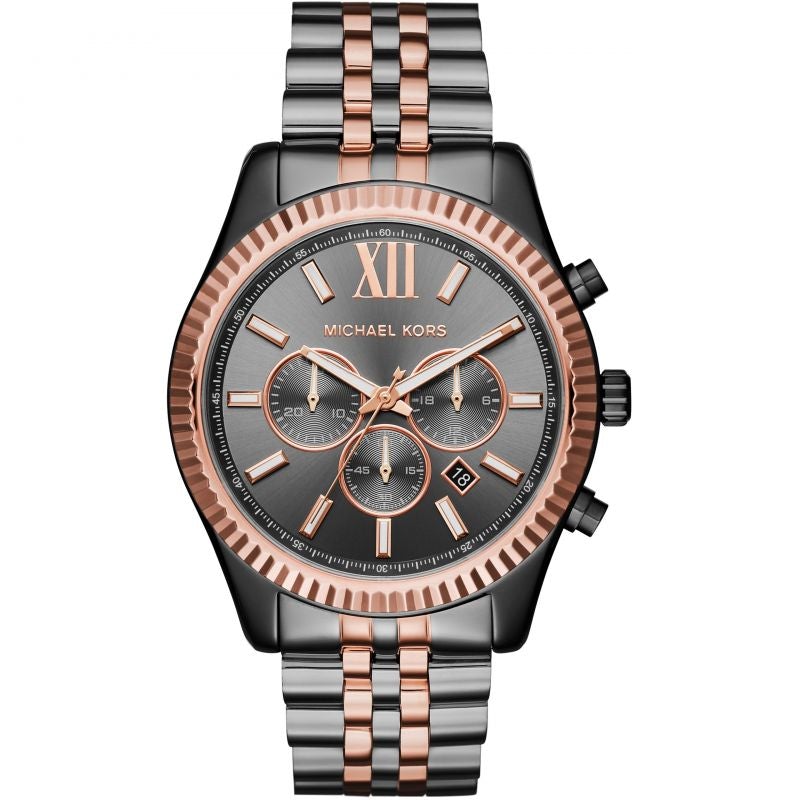 Michael Kors Mk8561 Men S Lexington Chronograph Dark Two Tone Watch