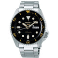Seiko 5 Sports Black Dial Silver Stainless Steel Bracelet Automatic Mens Watch Srpd57k1