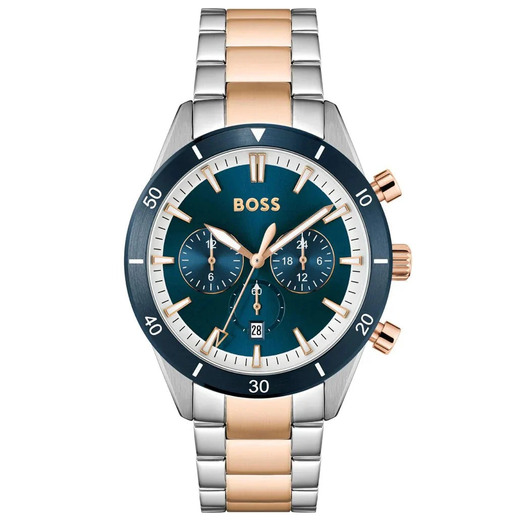 Hugo Boss Mens 1513937 Santiago Chronograph Two Tone Watch