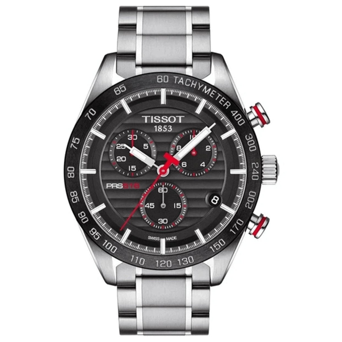 Tissot Mens Chronograph Watch Prs 516 Steel Red T1004171105101